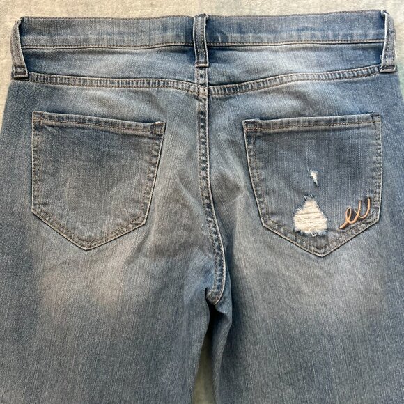 Express Jeans Women's Girlfriend Distressed Blue Jeans | Size 0 - Picture 4 of 6